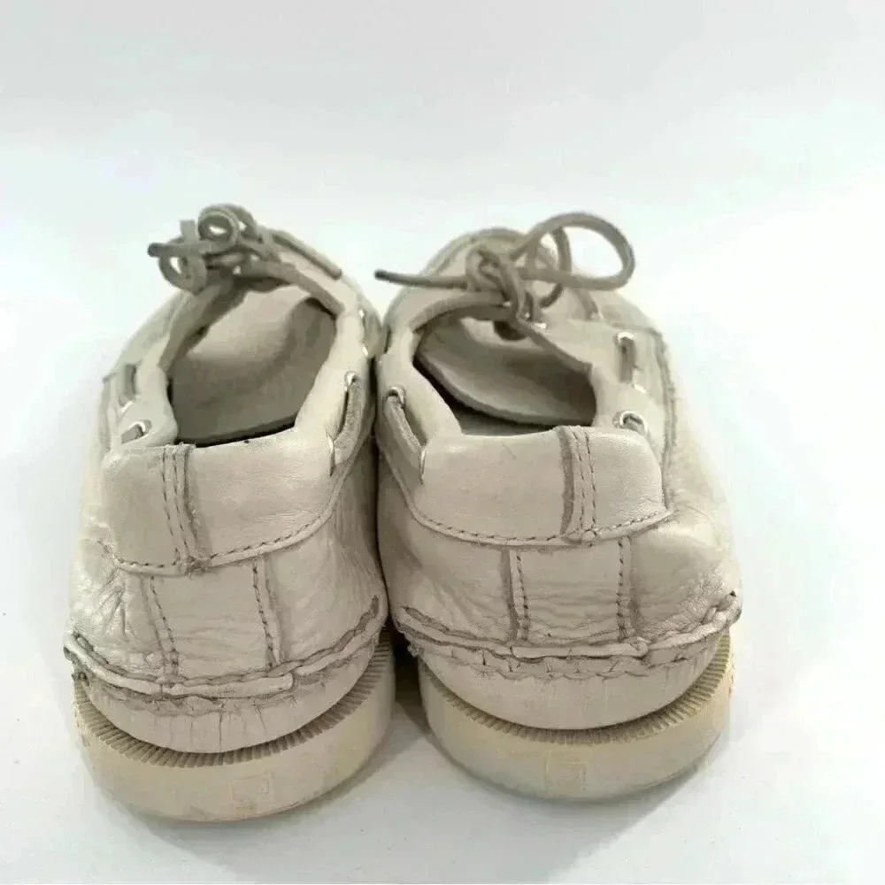 Sperry mens size 9 white leather lace up boat shoes - Picture 5 of 13